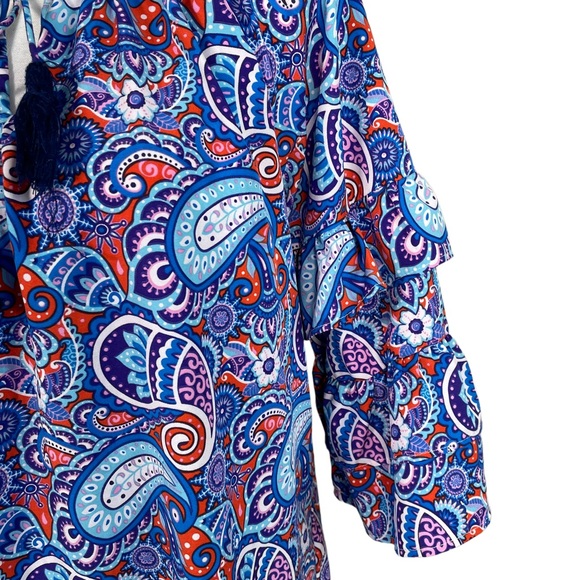 Simply Southern Blue Paisley Bell Sleeve Dress - Picture 7 of 8